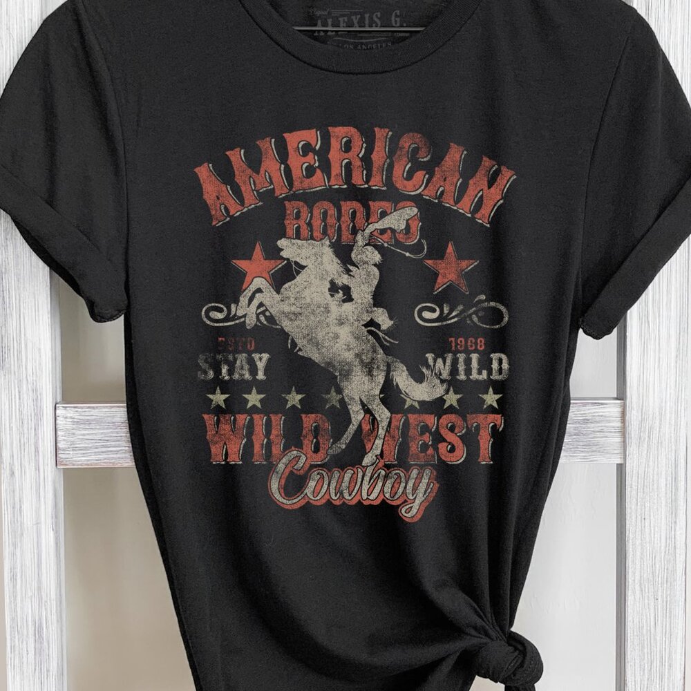 American Rodeo Graphic Tee, Rodeo Graphic Shirt, Wild West Cowboy Shirt